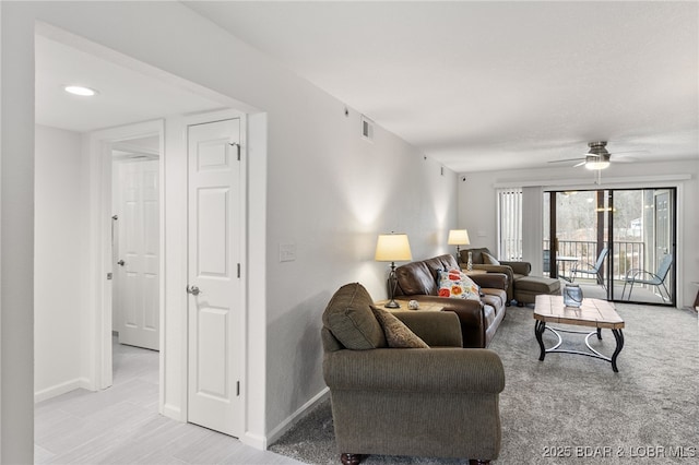 611 Lazy Days Rd Unit V-7, Osage Beach, MO 65065 - living area featuring baseboards, a ceiling fan, and visible vents