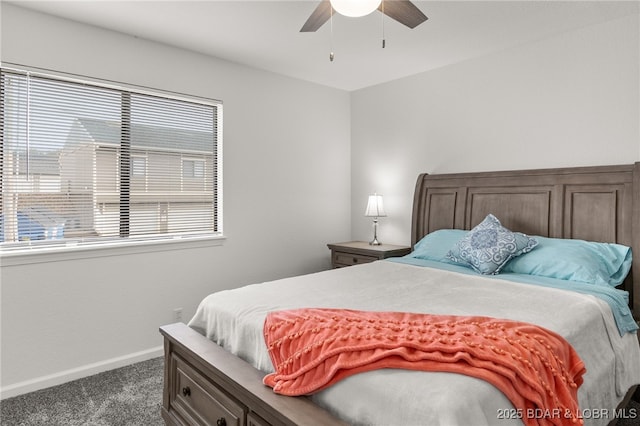 611 Lazy Days Rd Unit V-7, Osage Beach, MO 65065 - bedroom with dark colored carpet, baseboards, and ceiling fan