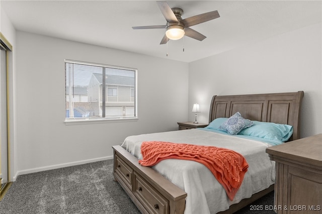611 Lazy Days Rd Unit V-7, Osage Beach, MO 65065 - bedroom featuring dark carpet, baseboards, and a ceiling fan