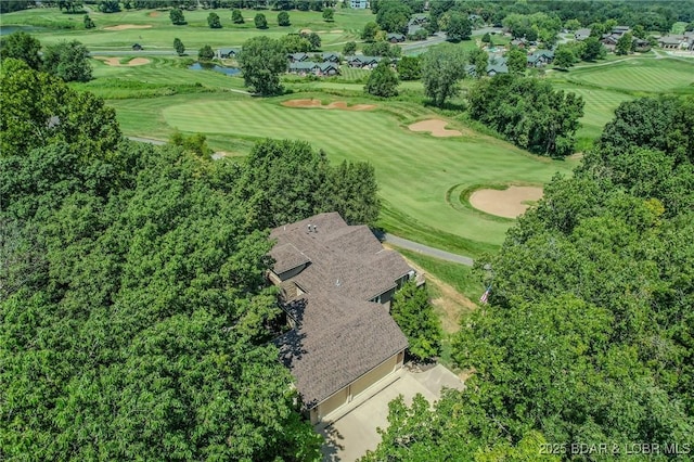 birds eye view of property featuring view of golf course