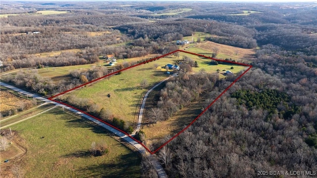 bird's eye view featuring a rural view