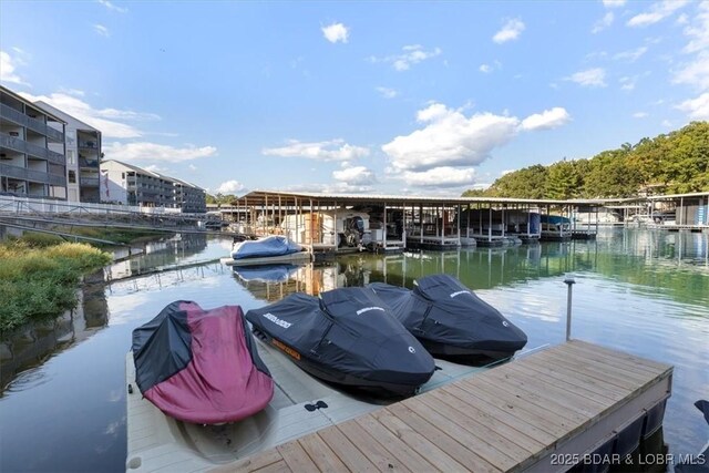 view of dock featuring a water view