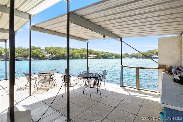 view of dock featuring a water view