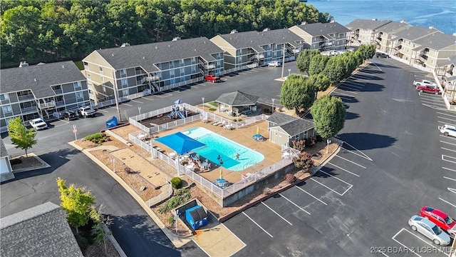 bird's eye view with a residential view