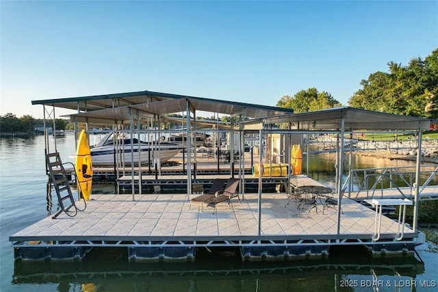 dock area featuring a water view