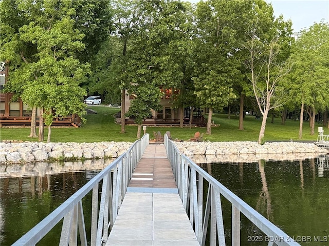 16959 Gentle Slopes Dr, Gravois Mills, MO 65037 - dock area featuring a water view and a yard