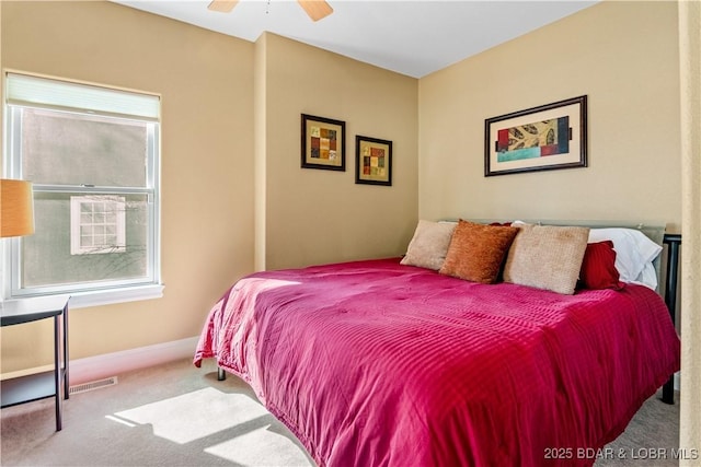 260 Greystone Ln, Villages, MO 65079 - carpeted bedroom with ceiling fan, visible vents, and baseboards