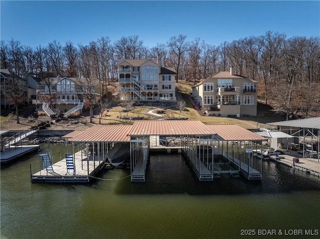 260 Greystone Ln, Villages, MO 65079 - view of dock featuring a water view and boat lift