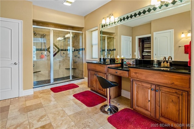260 Greystone Ln, Villages, MO 65079 - full bathroom with a shower stall, vanity, and baseboards
