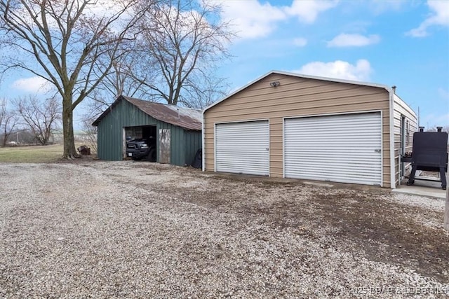 view of detached garage