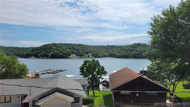 property view of water with a view of trees