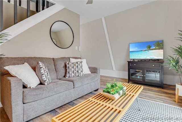 living area with wood finished floors