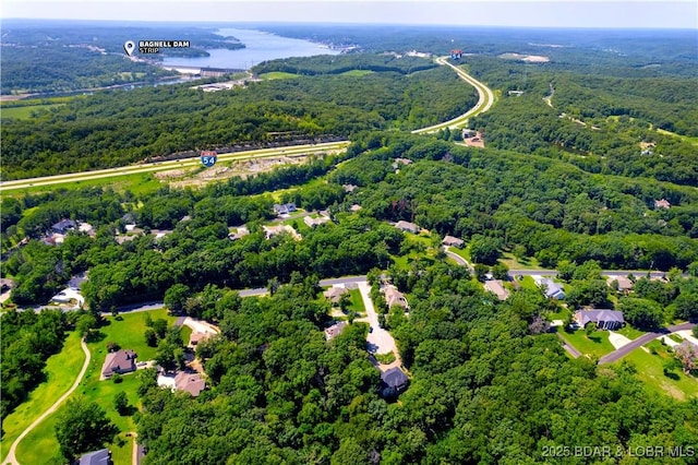 drone / aerial view with a forest view