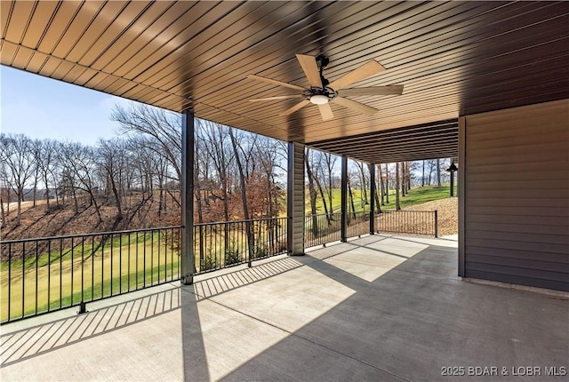 view of patio / terrace featuring ceiling fan