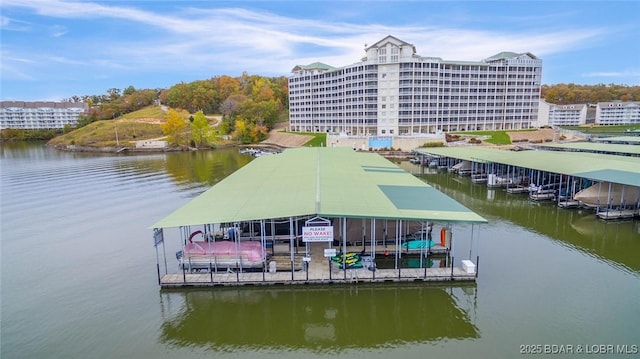 view of dock featuring a water view