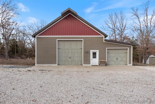 view of detached garage