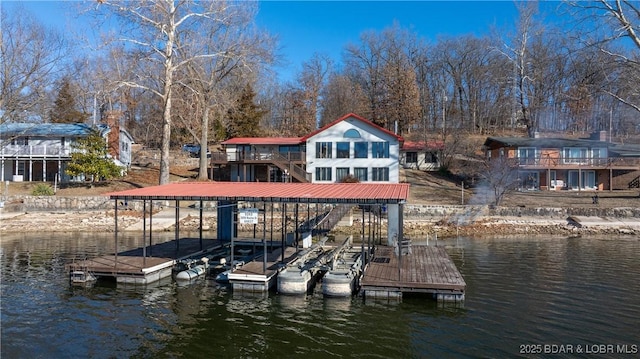 view of dock featuring a water view