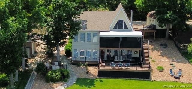 back of house with stairway