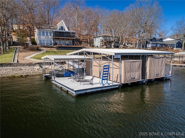 view of dock featuring a water view