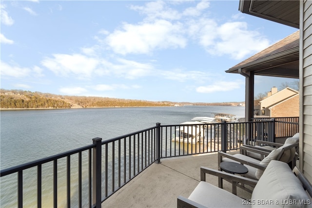 balcony with a water view