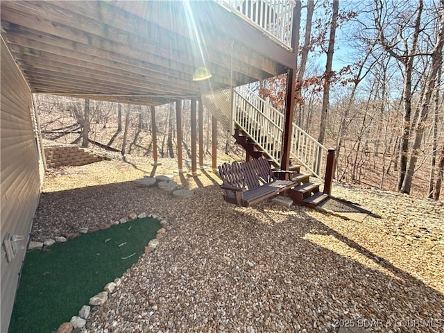 view of yard featuring stairs