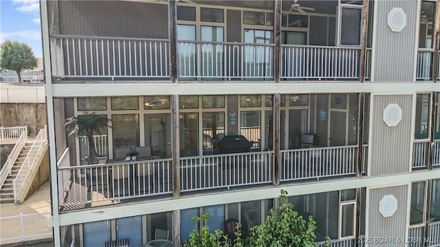 view of building exterior featuring stairs