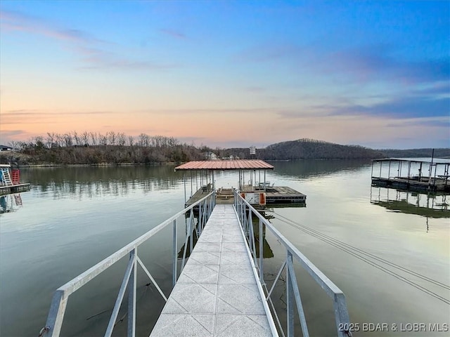 view of dock featuring a water view