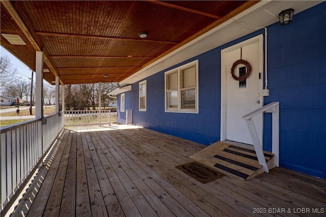 deck with covered porch