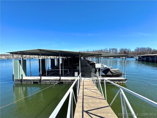 dock area featuring a water view