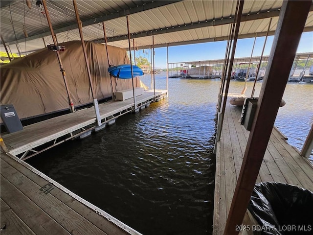 view of dock featuring a water view