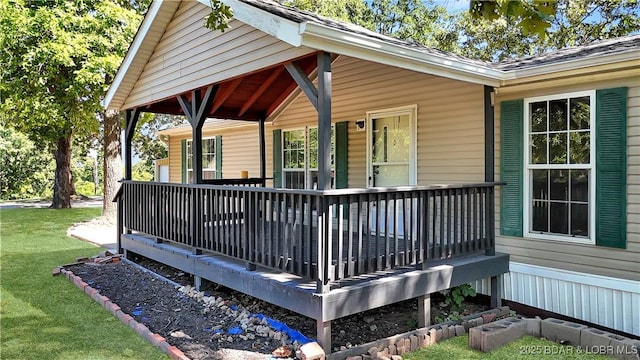 deck featuring a lawn