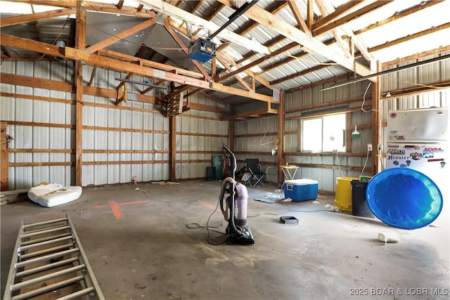 garage with metal wall