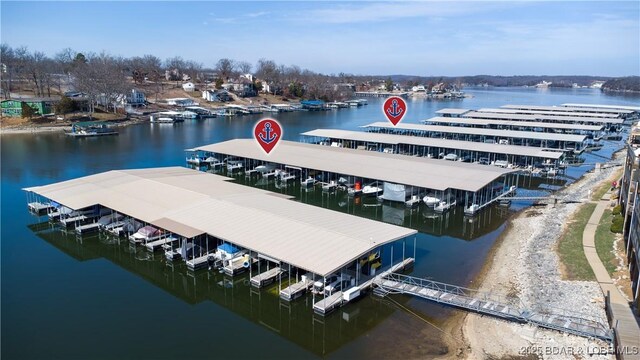 view of dock featuring a water view