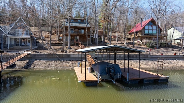 view of dock featuring a water view