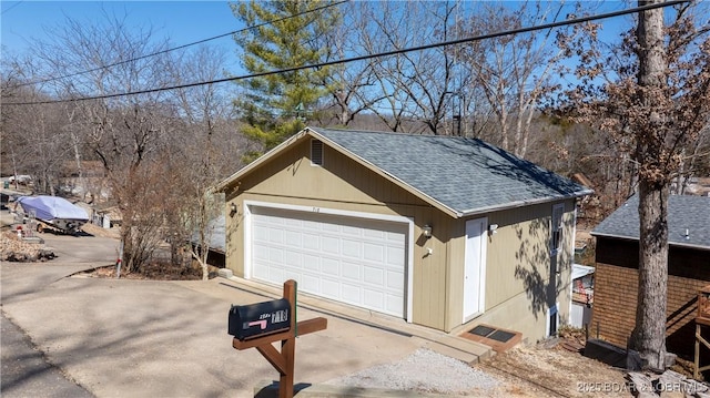 view of detached garage