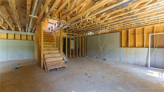 basement with stairway