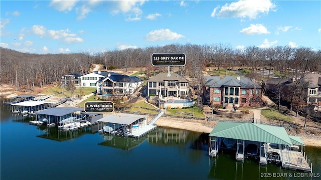 exterior space with a water view