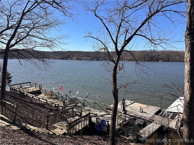 view of water feature featuring a boat dock