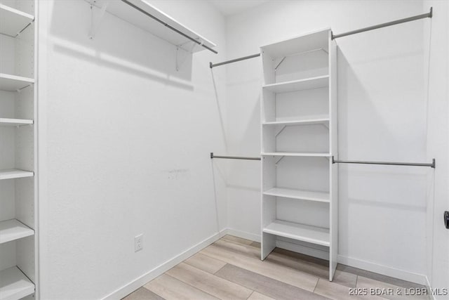 spacious closet with wood finished floors