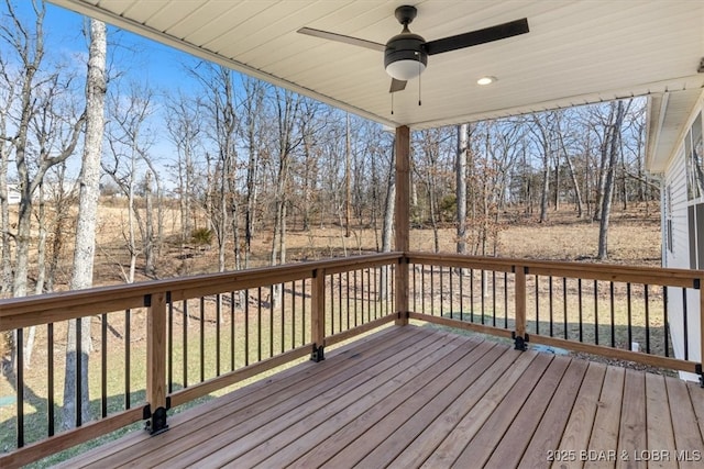 wooden terrace with ceiling fan