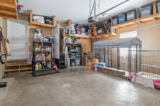 garage with a garage door opener