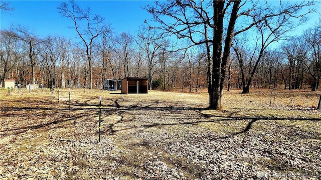 view of yard featuring an outbuilding and an outdoor structure