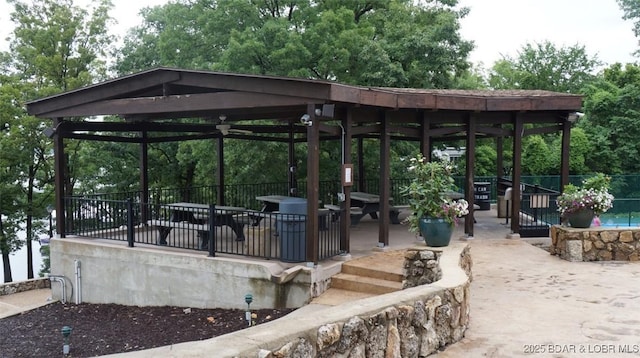 view of patio / terrace with a gazebo