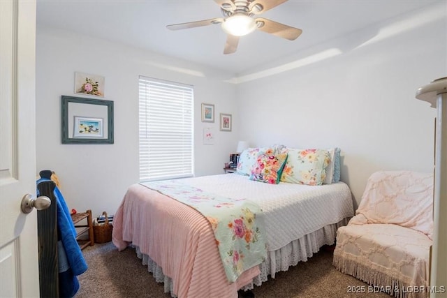 bedroom with carpet and ceiling fan