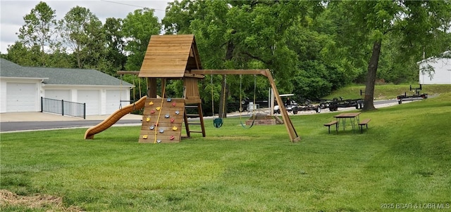 community playground with a lawn