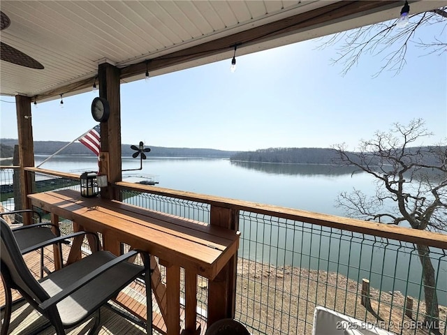 exterior space featuring a water view