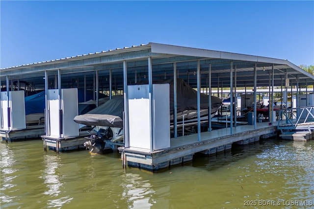 dock area featuring a water view