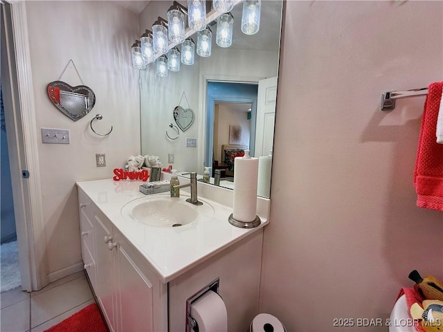 bathroom featuring vanity and tile patterned flooring