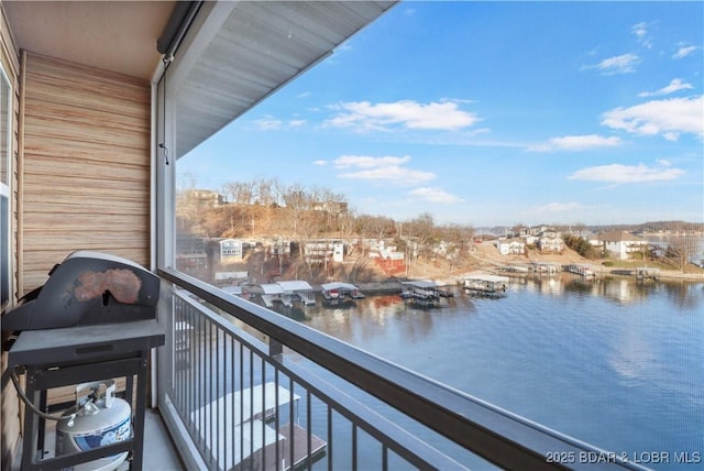 balcony with a water view