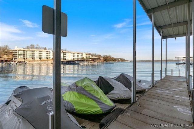 dock area featuring a water view